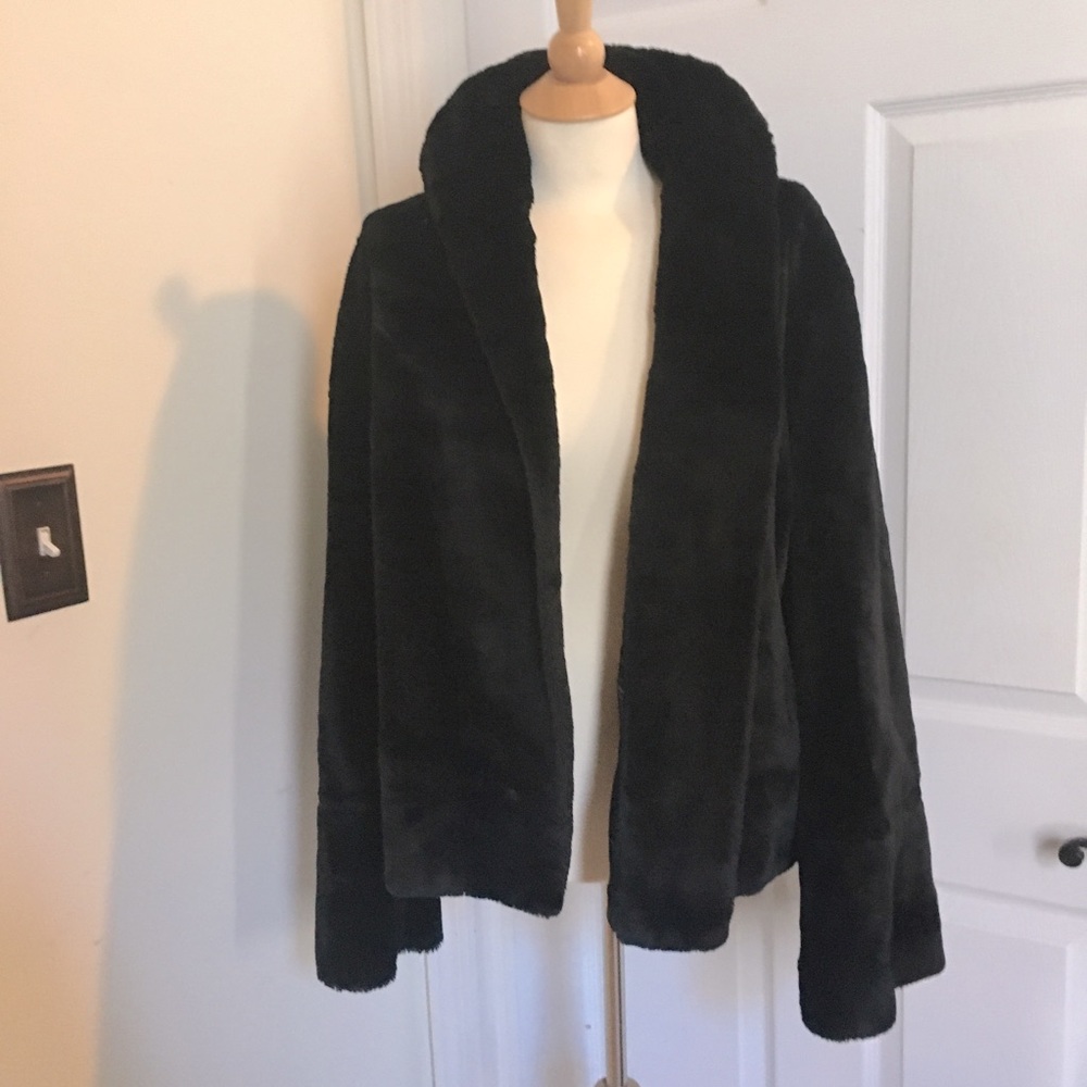 Vintage Black Faux Fur Coat